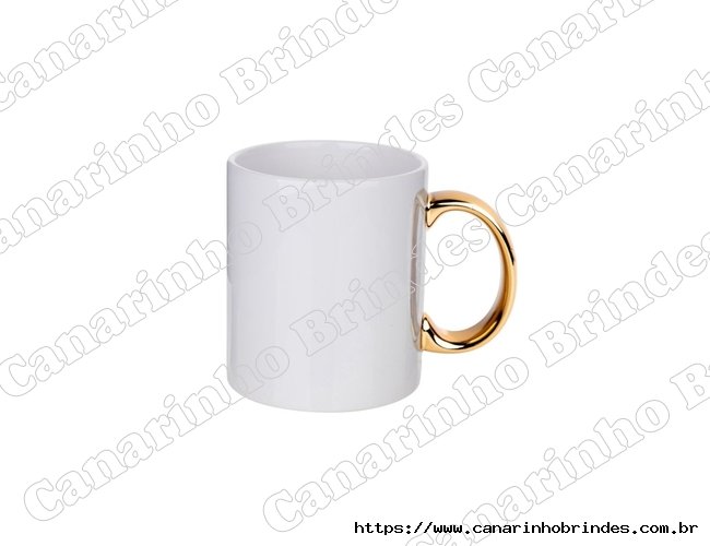 Caneca Personalizada de Cermica com ala dourada