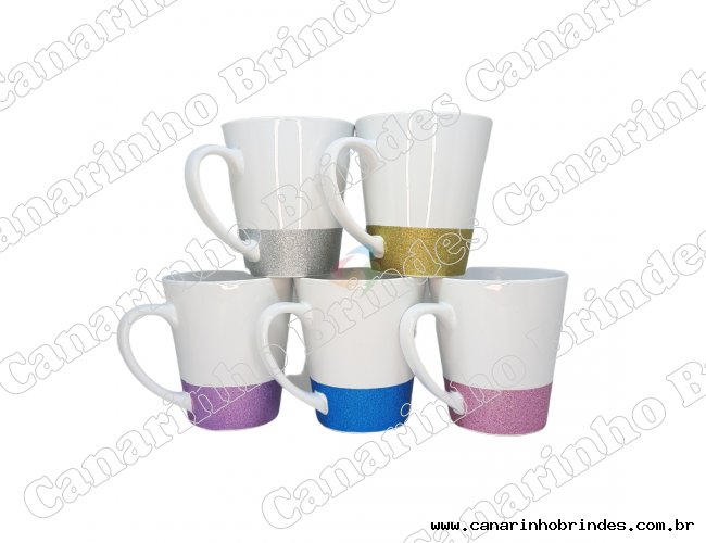 Caneca Cnica Cermica Personalizada  com glitter