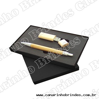 Kit Caneta e Pen Drive Bamboo 411